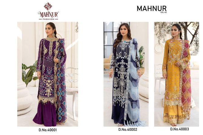 Mahnur Vol 40 Embroidery Georgette Pakistani Suits Wholesale Suppliers In Mumbai
